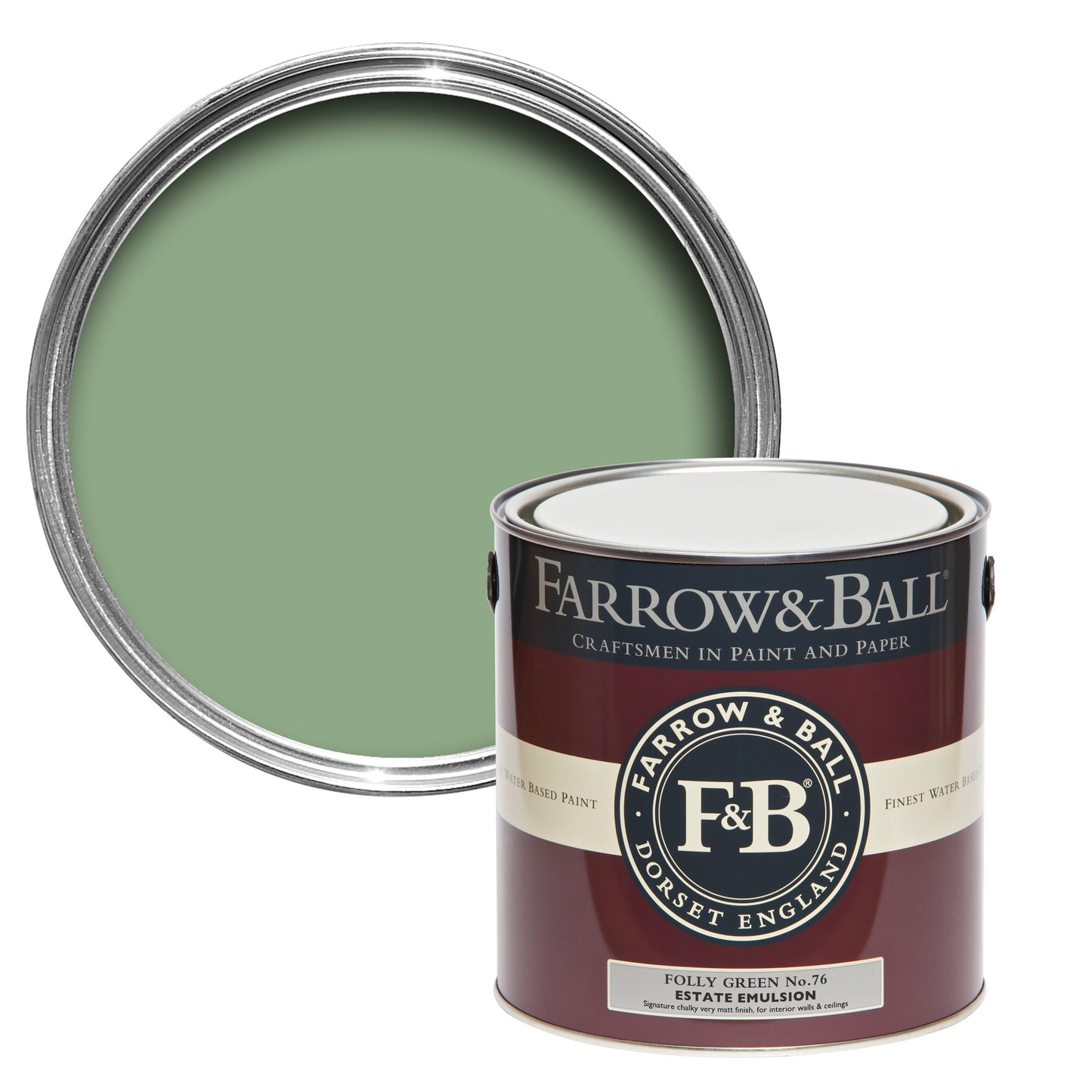 Farrow & Ball Folly Green No. 76 - Estate Eggshell 2.5L