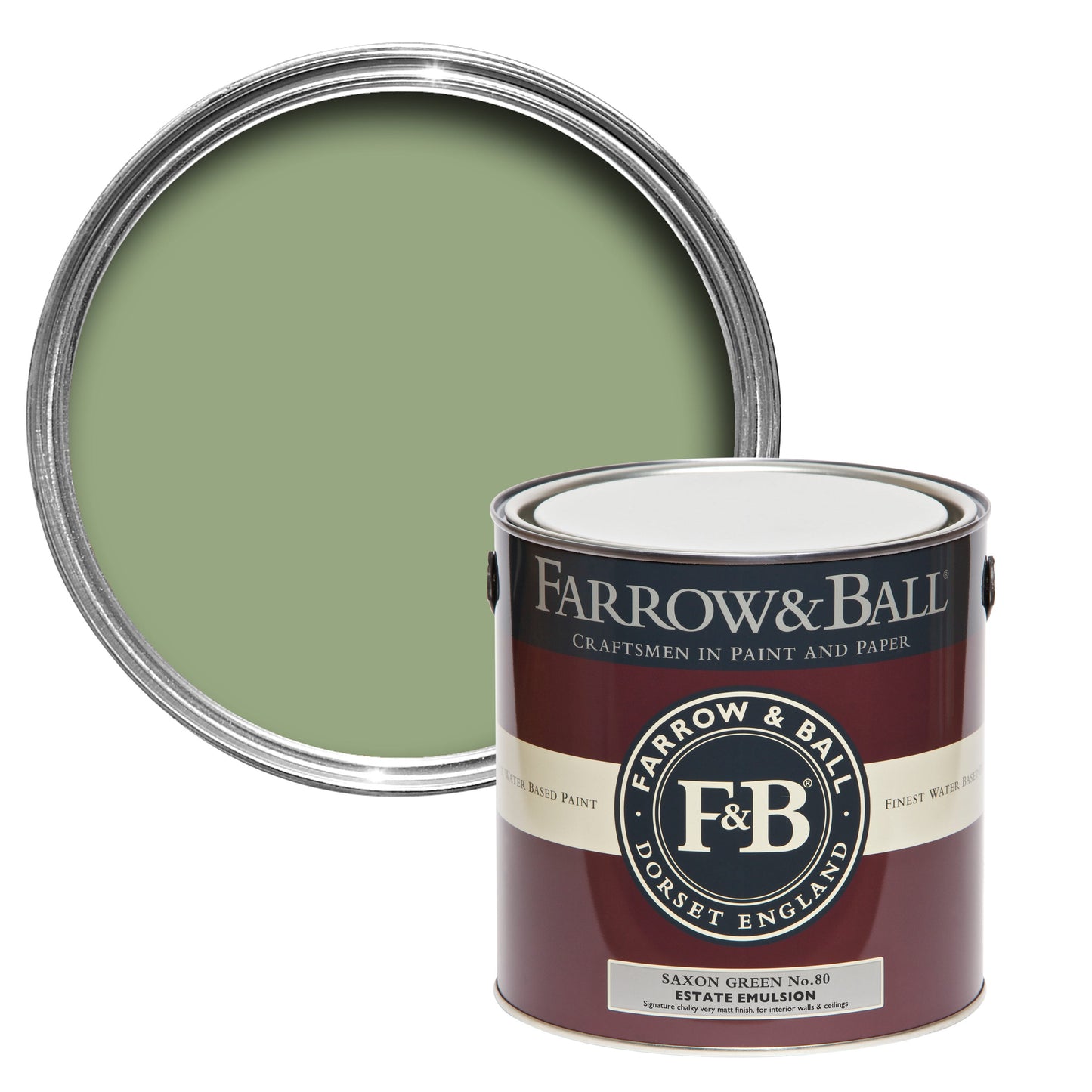 Farrow & Ball Saxon Green No. 80 - Estate Eggshell 750ml