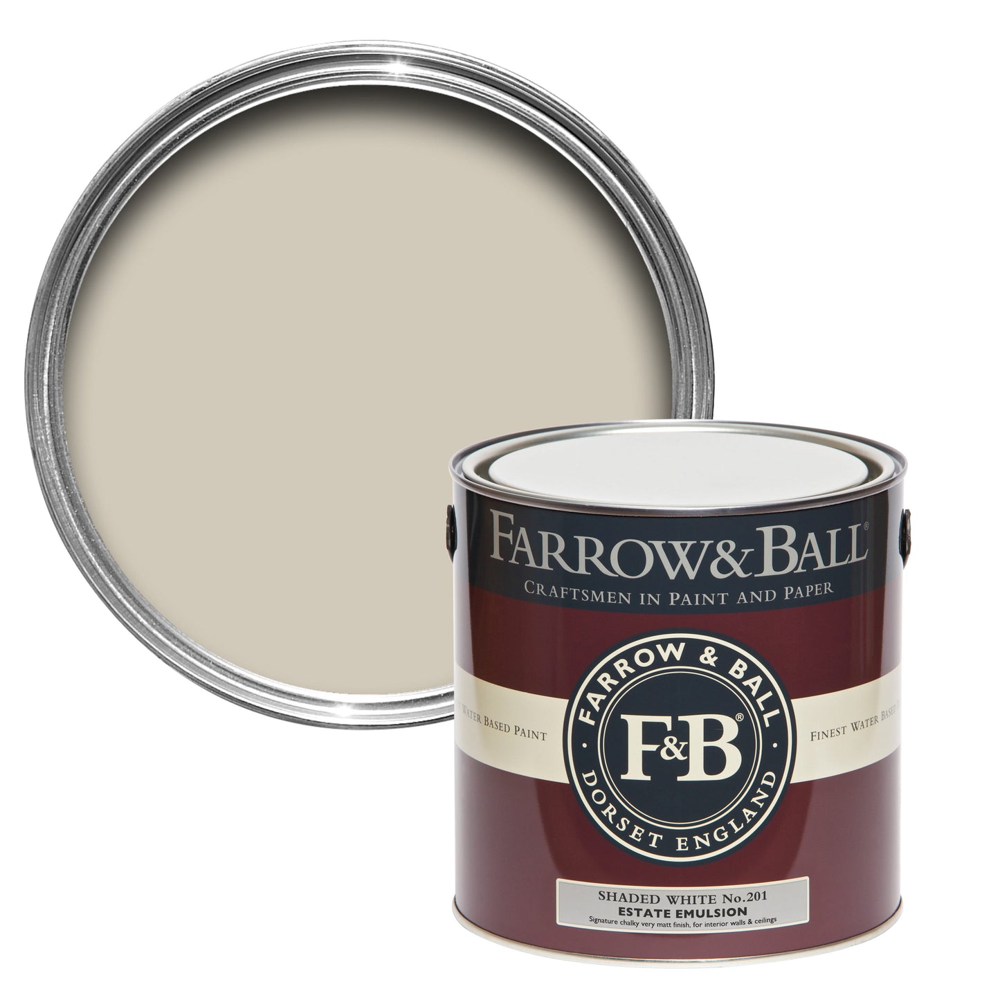 Farrow & Ball Shaded White No. 201 - Estate Eggshell 750ml