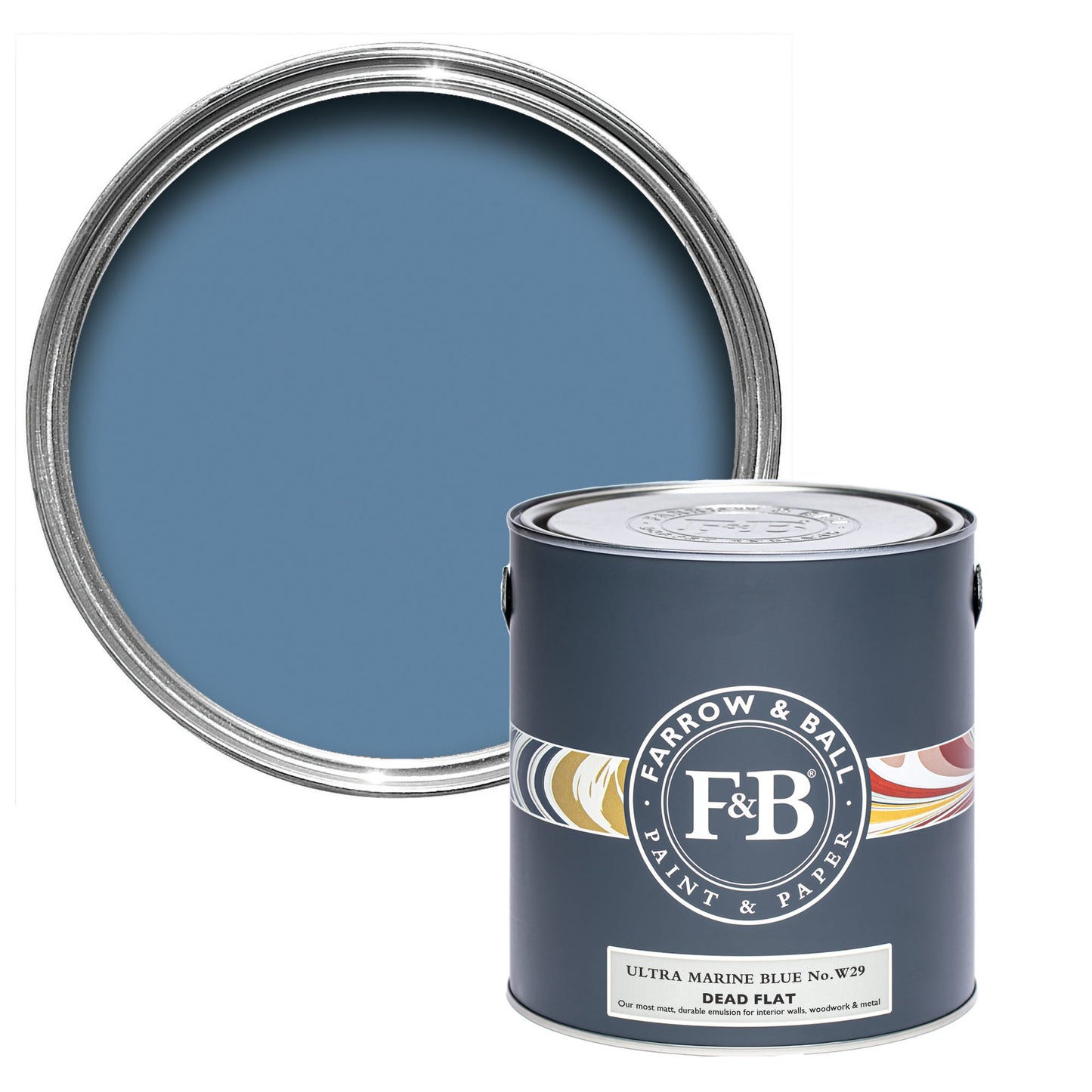 Farrow & Ball Ultra Marine Blue No. W29 - Dead Flat 5L