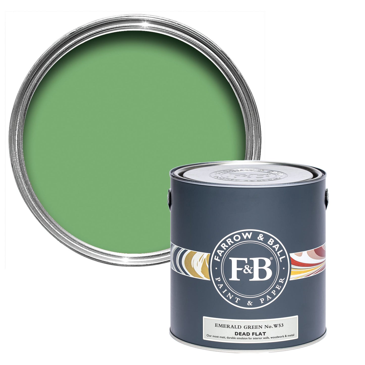 Farrow & Ball Emerald Green No. W53 - Dead Flat 2.5L