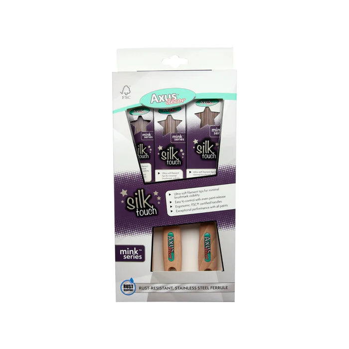 Bespoke Decor (Mink) Silk Touch Brush Set 3 Piece (1", 1.5", 2") paint