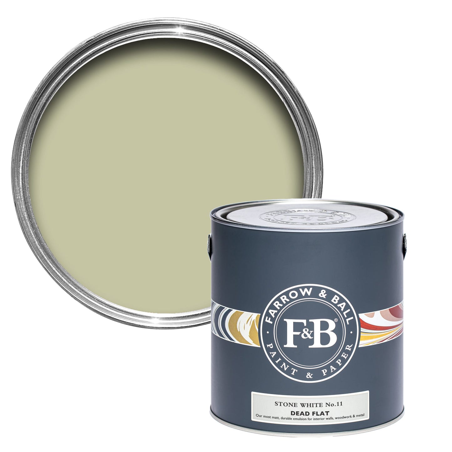 Farrow & Ball Stone White No. 11 - Dead Flat 5L