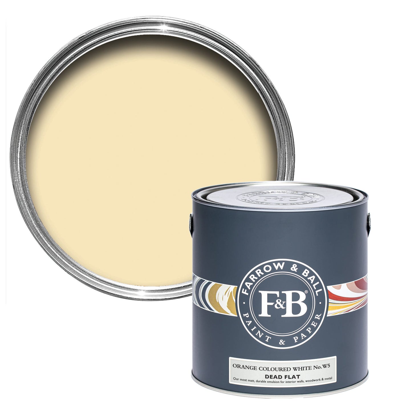 Farrow & Ball Orange Coloured White No. W5 - Dead Flat 2.5L