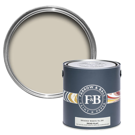 Farrow & Ball Shaded White No. 201 - Dead Flat 5L