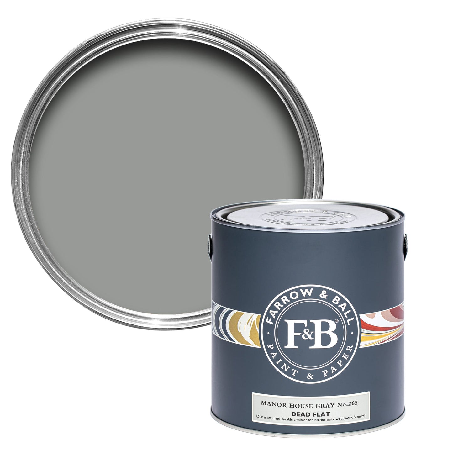Farrow & Ball Manor House Gray No. 265 - Dead Flat 5L