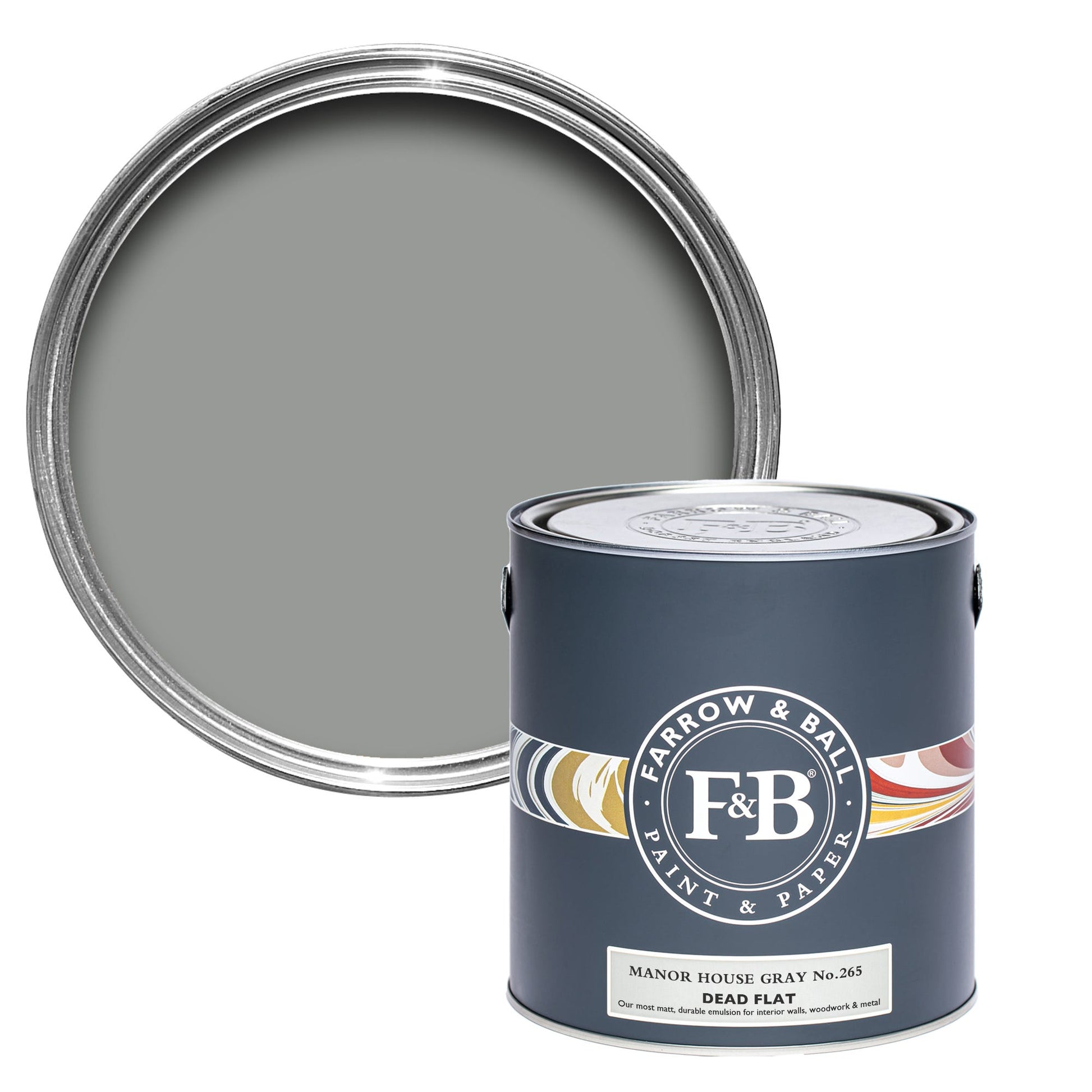Farrow & Ball Manor House Gray No. 265 - Dead Flat 2.5L