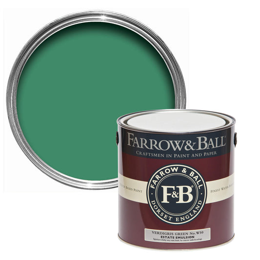 Farrow & Ball Verdigris Green No. W50 - Estate Eggshell 2.5L