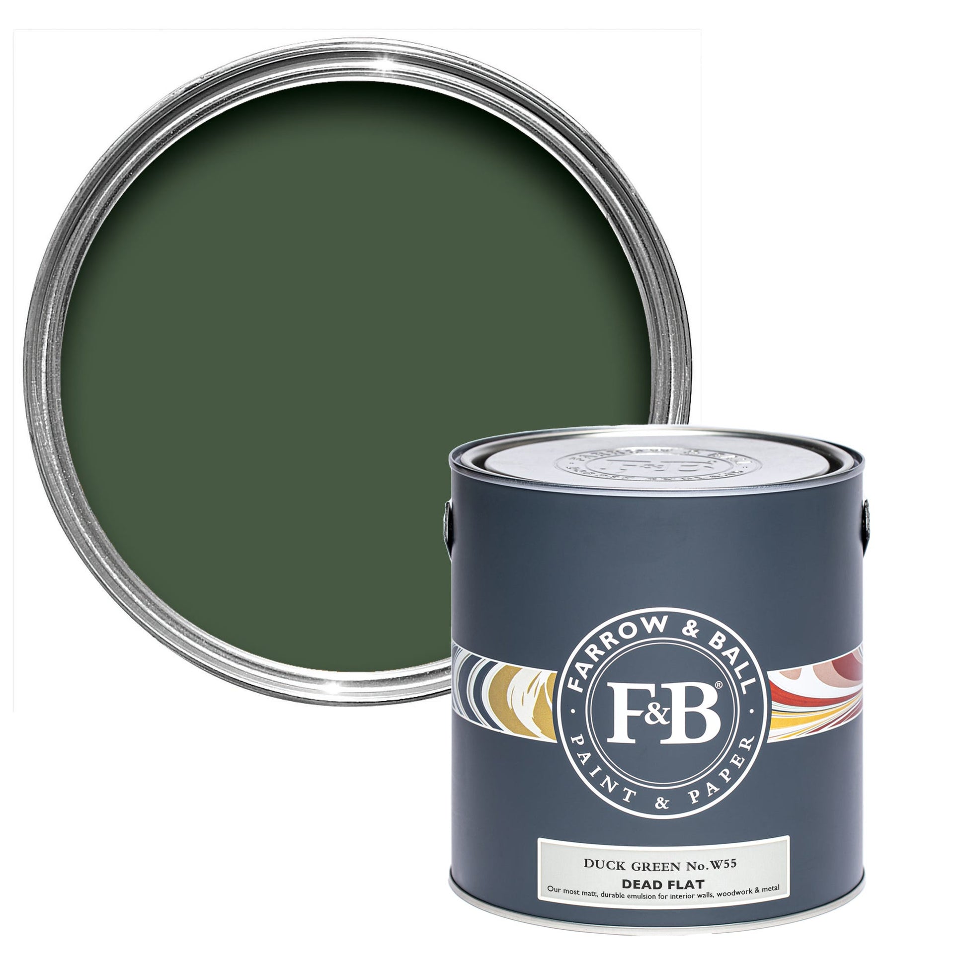 Farrow & Ball Duck Green No. W55 - Dead Flat 2.5L