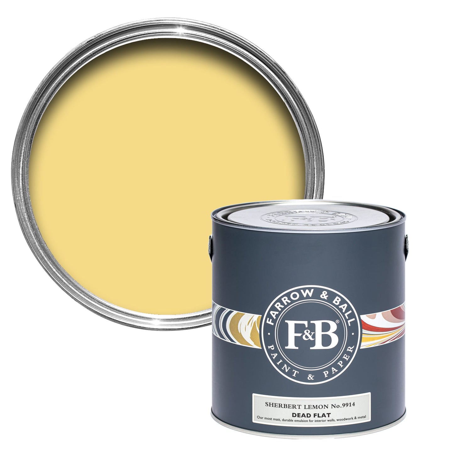 Farrow & Ball Sherbert Lemon No. 9914 - Dead Flat 750ml