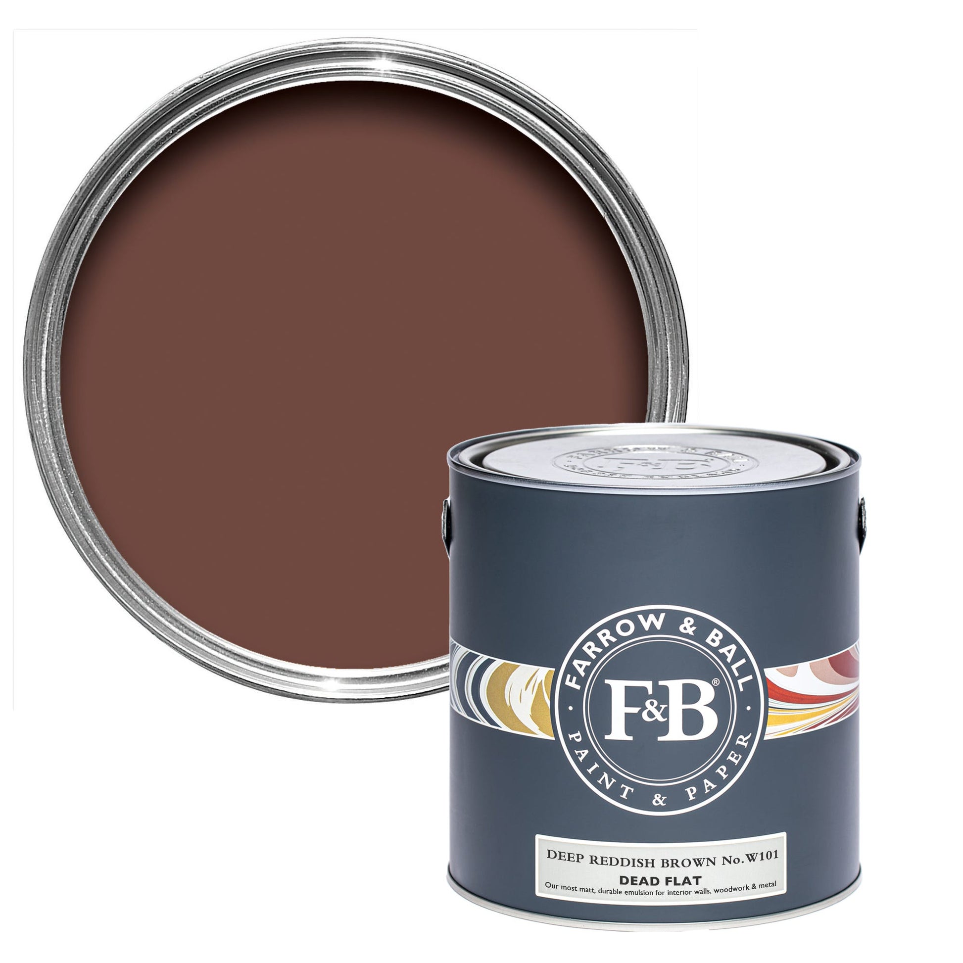 Farrow & Ball Deep Reddish Brown No. W101 - Dead Flat 750ml