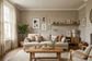 AI-generated living room inspiration with warm greige matt walls and neutral furnishings